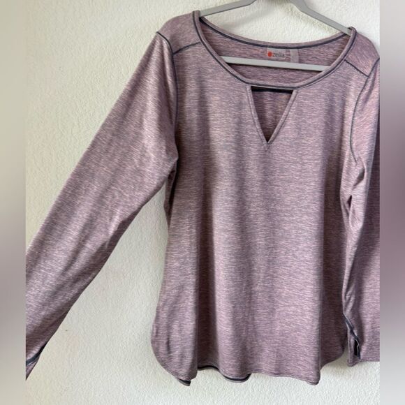Zella Women’s Keyhole Long Sleeve Pullover Top XL Stretchy Workout Gym Running - Picture 2 of 7